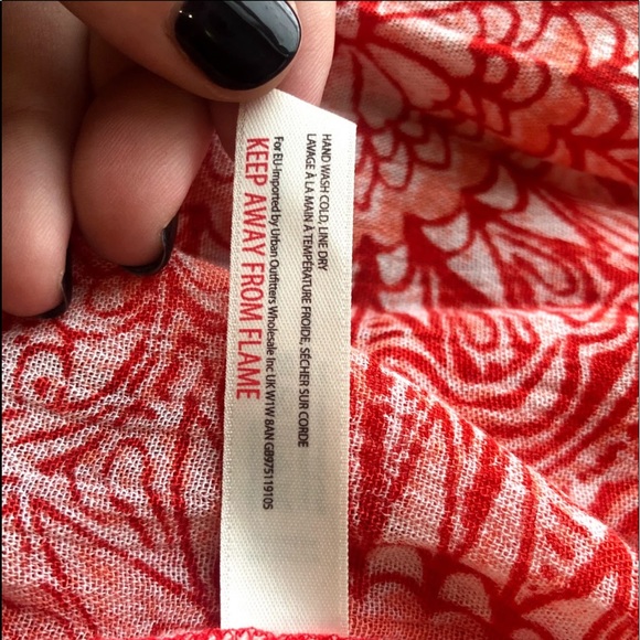 Free People Red White Myna Split  V-Neck Open Tie Back Tank Top - Picture 9 of 11